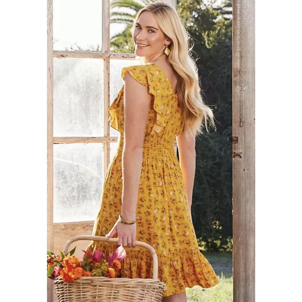 MATILDA JANE Fantasy Fancy Brilliant Daydream Women's S Floral Dress Yellow NWT - Picture 2 of 11